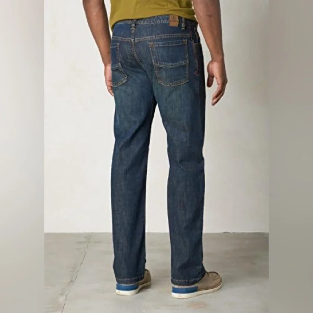 PrAna | Men's Medium Blue Denim Axiom Straight Leg Zip Fly Jeans Size 38W X 30L